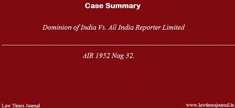 30 ia 114 , pc , the privy council held that the effect of an agreement entered into by a minor. Dominion Of India Vs All India Reporter Limited Law Times Journal