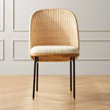 Shop Chord Woven Back Dining Chair Natural Caning Iron Rod Mango Wood And Ivory Fabric Mingle Effortlessly Dining Chairs Black Dining Chairs Leather Dining