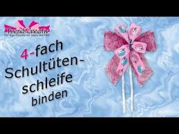 Schultutenschleife Binden Leichtgemacht Anleitungsvideo 4 Fach Schleife Fur Madchen Schultuten Youtub Schultute Selber Machen Schule Schultute Selber Nahen