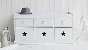 Plymouth White Storage Bench With Drawers And Star Decor From The White Lighthouse Furniture