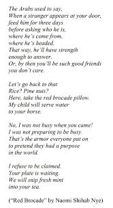 Naomi Shihab Nye Red Brocade Poetry Words Pretty Words Words
