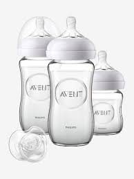Set Bebe Recien Nacido 3 Biberones De Cristal Chupete Philips Avent Natural No Color Philips Avent