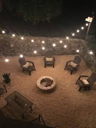 Peagravel Patio Cafe Lights Adirondack Chairs Fire Pit Fall Cafe Lights Backyard Fire Pit Patio Diy Patio Pavers