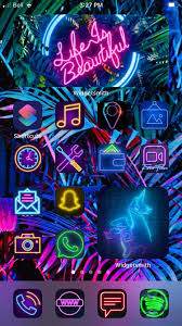 Custom app icons collection in unique design. Neon Blue Spotify App Icon