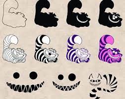 Black And White Circles Clip Art Ai Svg Dxf Eps Png Etsy Cat Clipart Cheshire Cat Tattoo Clip Art