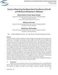 Pdf Factors Influencing The Operational Excellence Of Small And Medium Enterprise In Malaysia