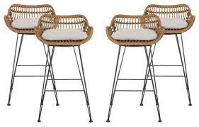 Essentials for living outdoor $719.00 $1 elite resin wicker bar stool (set of 2). Candance Outdoor Wicker Barstools With Cushions Set Of 4 Tropical Outdoor Bar Stools And Counter Stools By Gdfstudio Houzz