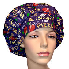 Scrub Cap Will Scrub for Pizza Fabric-scrubheads-bouffant Scrub Hat-scrub  Tech Scrub Hat-surgical Technologist-scrub Tech Fabric-or Tech