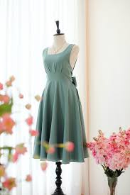 Dark Sage Green Dress Green Bridesmaid Dresses Knee Length Etsy Sage Green Bridesmaid Dress Knee Length Evening Dress Tea Length Bridesmaid Dresses