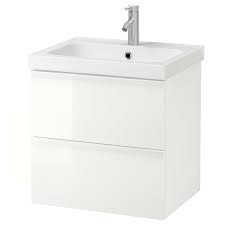 Bathroom vanity cabinets should be proportional to the overall size of your space, as well as other fixtures present. Godmorgon Odensvik Bathroom Vanity High Gloss White Dalskar Faucet Canada Ikea