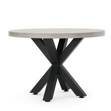 White and glossy table top. Carina Modern Lightweight Concrete Circular Dining Table With Cross Base White And Black Walmart Com Walmart Com