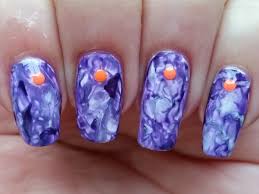 Love glam nails and stylish nail art but not the long nail lengths? Purple Acrylic Paint Marble Nails Midn1ghtbutterfly