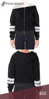Black And White Striped Zip Up Hoodie Wildfox Varsity Stripe Zip Up Hoodie Xs Clothes Design Hoodies Sweatshirt Tops