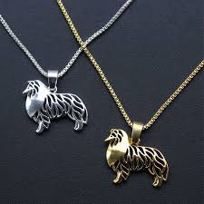 Standing Shetland Sheepdog Pendant Gold Animal Necklaces Dog Charms For Girls Cheap Handmade Jewelry Wholesale Dog Necklace Pet Necklace Dog Jewelry