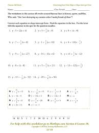 Point Slope To Slope Intercept Worksheets Point Slope Form Point Slope Slope Intercept Form