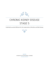 Chronic Kidney Disease Undergradute Case Study Nutrition And Diet T