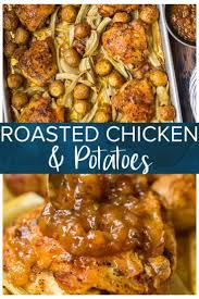 Roast Chicken And Potatoes An All Time Favorite Sunday Dish A Delicious And Juicy R In 2020 Roasted Chicken And Potatoes Chicken Dinner Recipes Best Potato Recipes