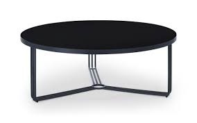 Round out your decor with this crisp white metal and glass cocktail table. Large Circular Coffee Table Black Glass Top Black Frame