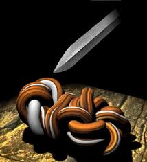 You don't want it too think, or you puzzle wont got back together. Untying The Gordian Knot