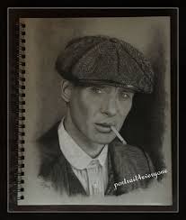 Portraitdrawing Of Thomas Shelby Peaky Blinders In Charcoal And Pastel On Strathmore Toned Gray Paper By P Portrait Drawing Paper Illustration Peaky Blinders