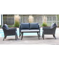 Unbranded Crown View 4 Piece Wicker Outdoor Patio Conversation Set With Grey Cushions Crown 4pc 19 The Home Depot Conversation Set Patio Outdoor Furniture Sets Gray Patio Furniture