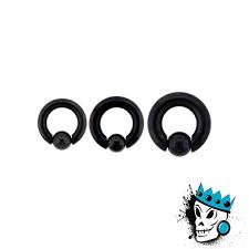 Black Steel Captive Bead Rings 18 G 00 Gauge