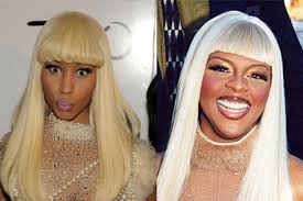 Bouffant hairdo, usually smaller/tighter than later bubbles. Real Talk Lil Kim Nicki Minaj And Barbie Essence