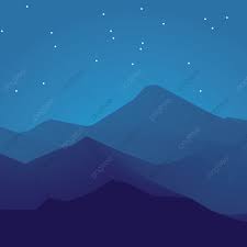 ليلة زرقاء الجبال صورة ظلية تأثير 3d الجبل منظر أزرق Png