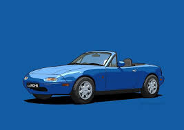 Mazda Mx 5 Mk1 Mariner Blue Art Print By Digitalcel Mazda Mx5 Miata Miata Mazda Mx5