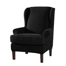 Subrtex 2 Pieces Spandex Elastic Arm Chairs Wingback Chair Cover Waffle Fabric Wing Back Furniture Protector Stretch Sofa Slipcovers For Living Room Slipcovers For Chairs Wingback Chair Slipcovers Wingback Chairs For Sale