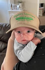 The newest member of Shawn's Lawn Care! Banner says, “call my daddy to get  your yard looking fresh for spring!” 💚 We have a few more open spots!