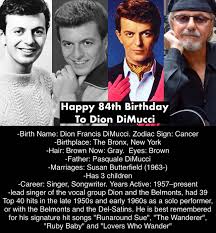 July 18: Happy 84th Birthday to Dion DiMucci #diondimucci #dionandthebelmonts #bornonthisday #happybirthday #July #JulyBirthdays… | Instagram