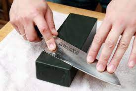 You want to sharpen the knife evenly because a lopsided edge isn't sharp or safe. Sharpen Your Knives Knife Sharpening Knife Making Kitchen Knives