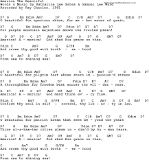 Song Lyrics With Guitar Chords For America The Beautiful
