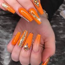 Preparing To Drive Orange Nail Polish Page 9 Of 30 Mycolorednails Com Fall Acrylic Nails Orange Nails Orange Acrylic Nails