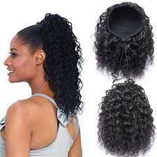 The classic ponytail hairstyle is great option for people desiring something sophisticated, yet simple to make in no time. Amazon Com Drawstring Puff Human Hair Ponytail Hairpiece Loose Curly Clip In Top Closure Ponytail Hair Extensions For Black Women Natural Curly Hair 10 Inch 100g Pcs Wet Wavy Curly Ponytail Beauty