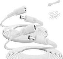 30ft 12V DC Extension Cable (2-Pack),DC 2.1mm x 5.5mm 5521 Power Supply  Adapter Flat Extender Cord,Female to Male Wire for IP Network,CCTV Security