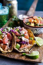 Prime hanger steak roasted garlic smashed potatoes + broccolini + mushroom peppercorn sauce: Cuban Fish Tacos With Citrus Mango Slaw Hbh