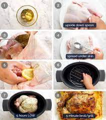 It's such a great way to cook a whole chicken in the slow cooker that's incredibly quick to prepare with beautiful flavours reminiscent of greek food! Slow Cooker Roast Chicken