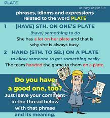 Phrases Idioms And Expressions Related To The Word Plate