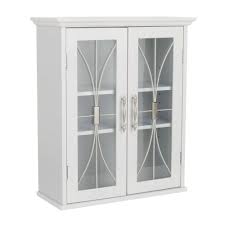 Living room usually will need storage cabinet with glass doors to keep entertaining stuffs like books or magazines. Elegant Home Fashions Victorian 20 1 2 In W X 24 In H X 8 1 2 In D Bathroom Storage Wall Cabinet With 2 Glass Doors In White 9hd930 The Home Depot