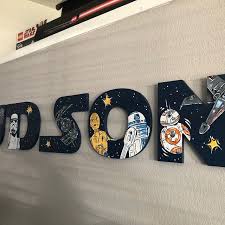 Star Jedi Space Wars Painted Letters Navy Star Jedi Painted Etsy Star Wars Baby Room Star Wars Bedroom Star Wars Baby Nursery