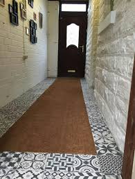 Monochrome Tiles Coir Matting Painted Brickwork Entrance Hall Coir Mat Brickwork Entrance