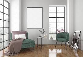 Interior Mockup Artwork Background Interior Vertical Frames Blank Walls