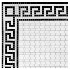 Merola Tile Metro Greek Key Matte White And Black Corner 8 In X 8 In X5 Mm Porcelain Mosaic Floor And Wall Tile Fxlmmgkc T Mosaic Flooring Greek Key Mosaic