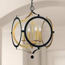 Modern black chandelier, different sizes to fit different spaces. Odelle 20 W Black And Antique Gold 4 Light Foyer Chandelier 94a88 Lamps Plus