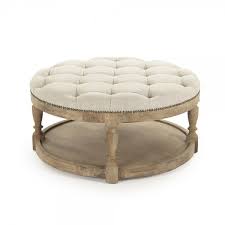 Stella reclaimed oak/black round modern nesting stacking accent industrial wood metal cocktail coffee table (set of 2) by nathan james (4) $ 194 99. Tammy Ottoman Round Linen Wood Ottoman Moveis De Caixotes Pufe Mobiliario Antigo