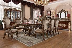 It is also the layout in which the utensils and ornaments are positioned. New Traditional Style Burl Metallic Gold Finish 11 Piece Formal Dining Table Set