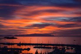 Fiery Sunset At Kusadasi Turkey Harbour With Guvercin Adasi Island On The Aegean Sea With Mountains Of Samos Greece Aff Turk In 2020 Samos Greece Aegean Sea Samos