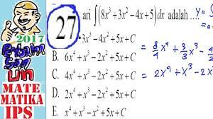 Soal un dan pembahasannya diatas semoga dapat bermanfaat bagi sahabat sekalian. Pembahasan Soal Un Sma 2017 Matematika Ips No 27 Integral Youtube